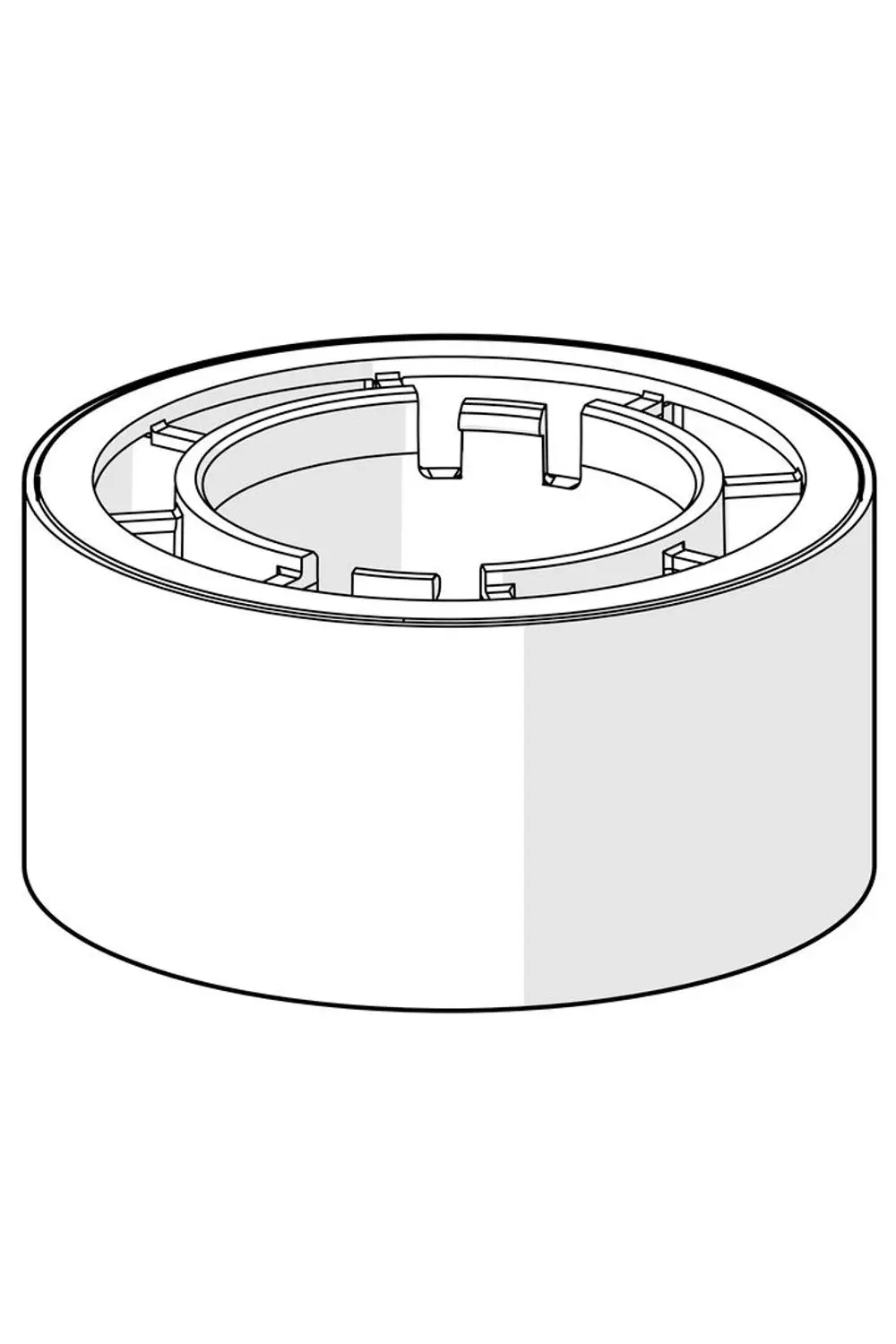 Hoher Sockel mit runder Form und einem inneren Halterungsmechanismus, geeignet für Anwendungen, bei denen Produkte von HANSA verwendet werden.